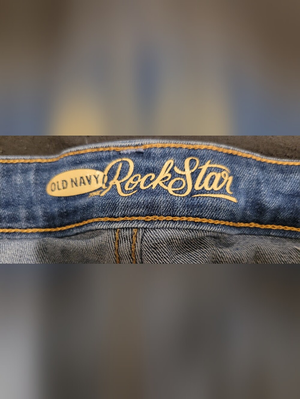 Old Navy Women’s Skinny Jeans in Blue with Gold Stitching